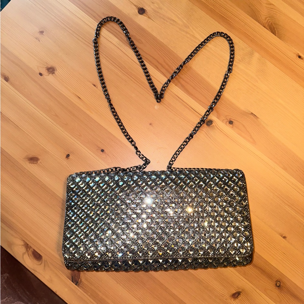 Rhinestone Flap Clutch